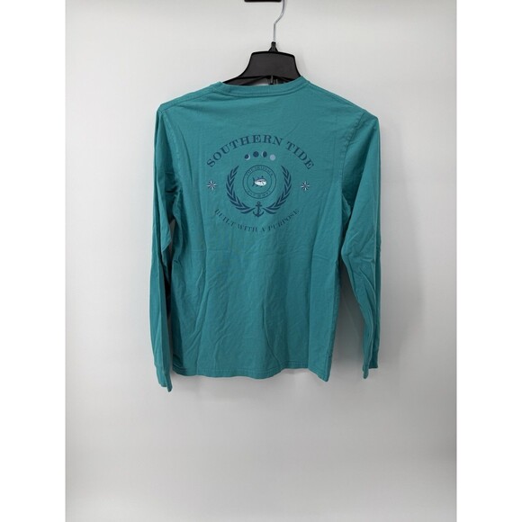 Southern Tide Women’s Turquoise Long Sleeve Graphic Shirt Size Small Cotton - Picture 5 of 5